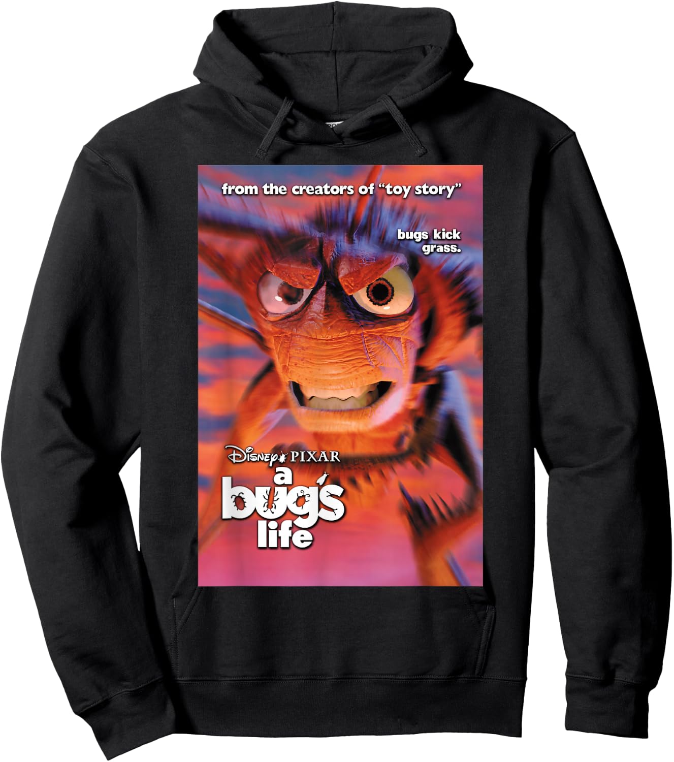 Disney Pixar A Bug's Life Hopper Bugs Kick Grass Poster Hoodie - Hoodie | Black