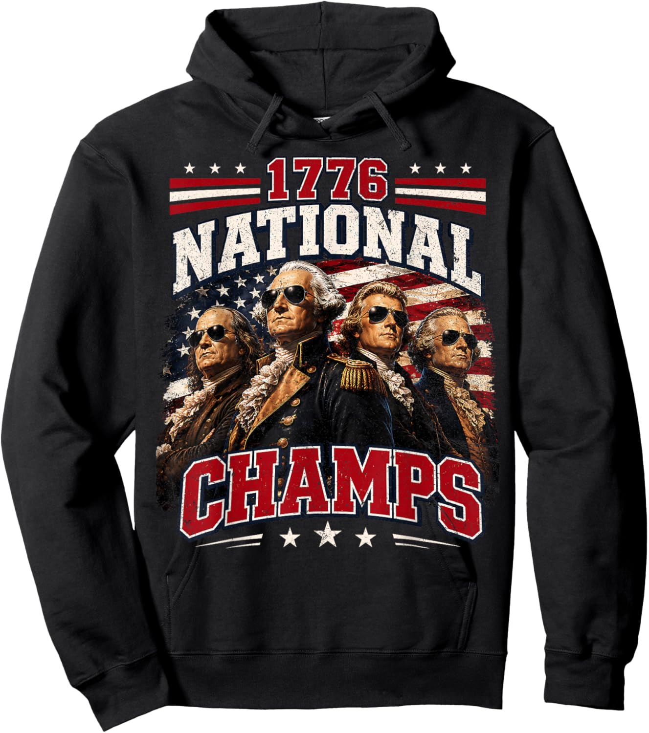 1776 National Champs Funny Patriotic America Founding Father Hoodie - Hoodie | Black