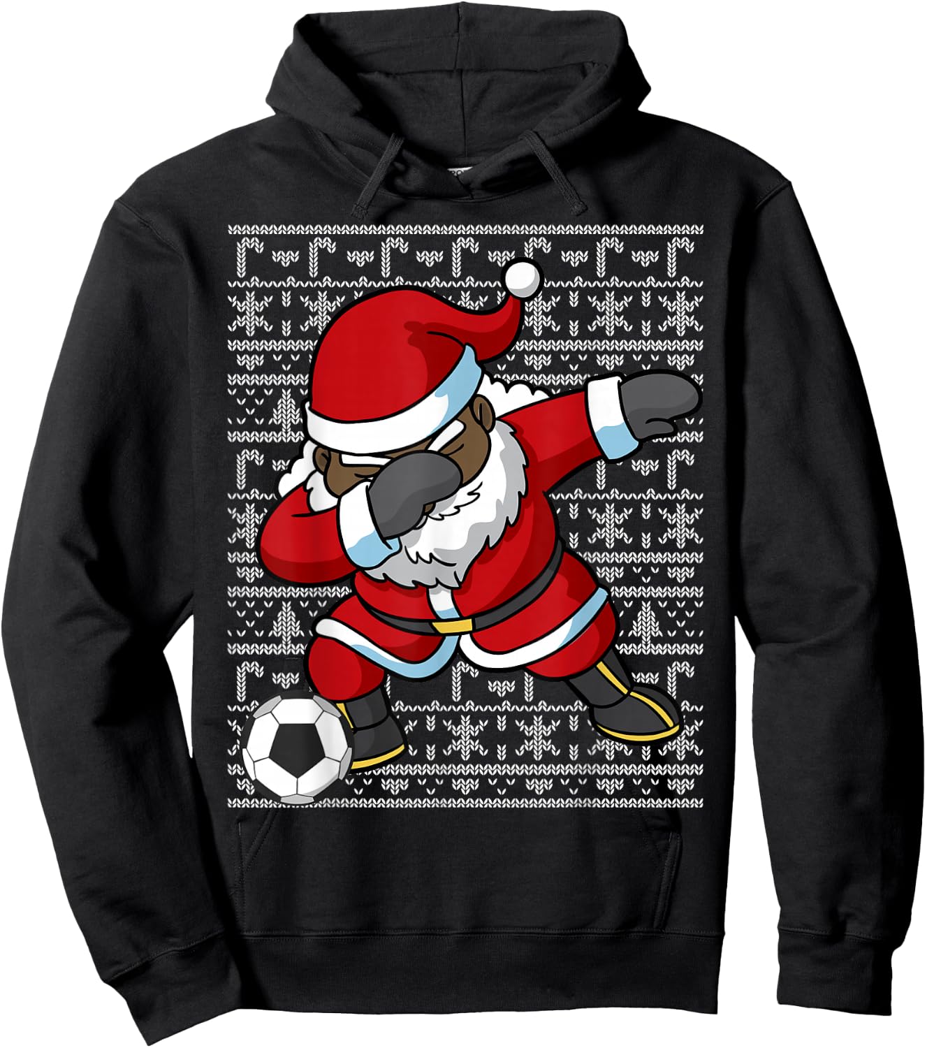 Black African American Santa Claus Soccer Ugly Christmas Hoodie - Hoodie | Black