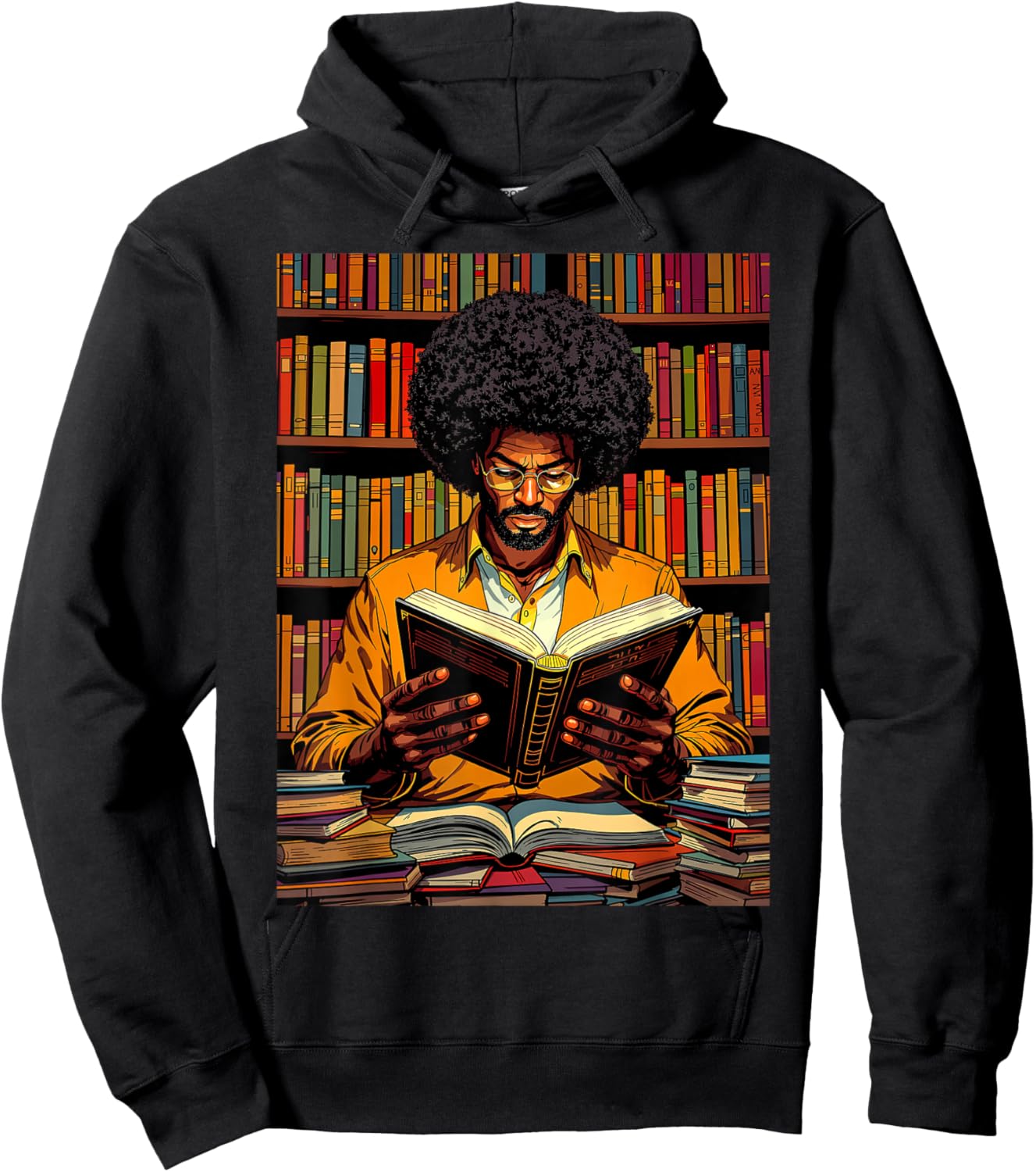 Black Man Reading Book Black History Month Book Lover Afro Hoodie - Hoodie | Black