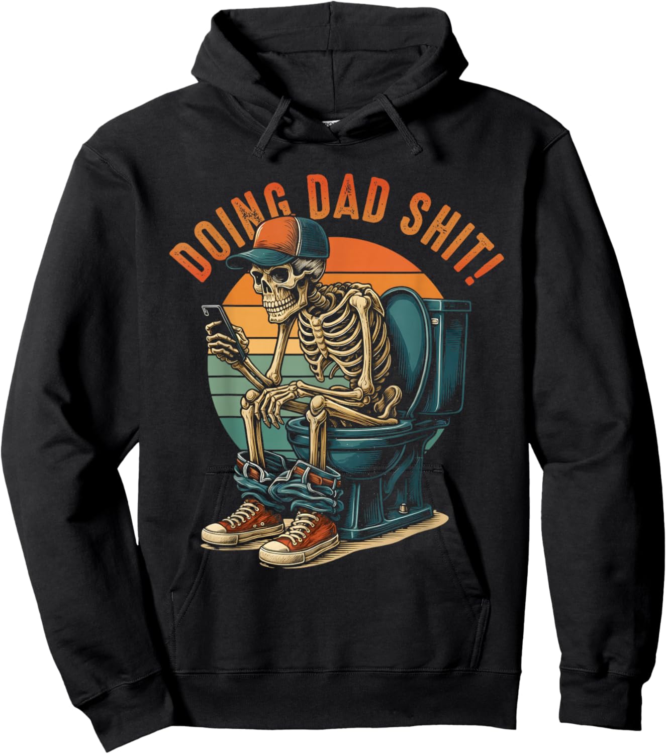 Doing Dad Shit Dad Joke Skeleton Dad Funny Dad Father's Day Hoodie - Hoodie | Black
