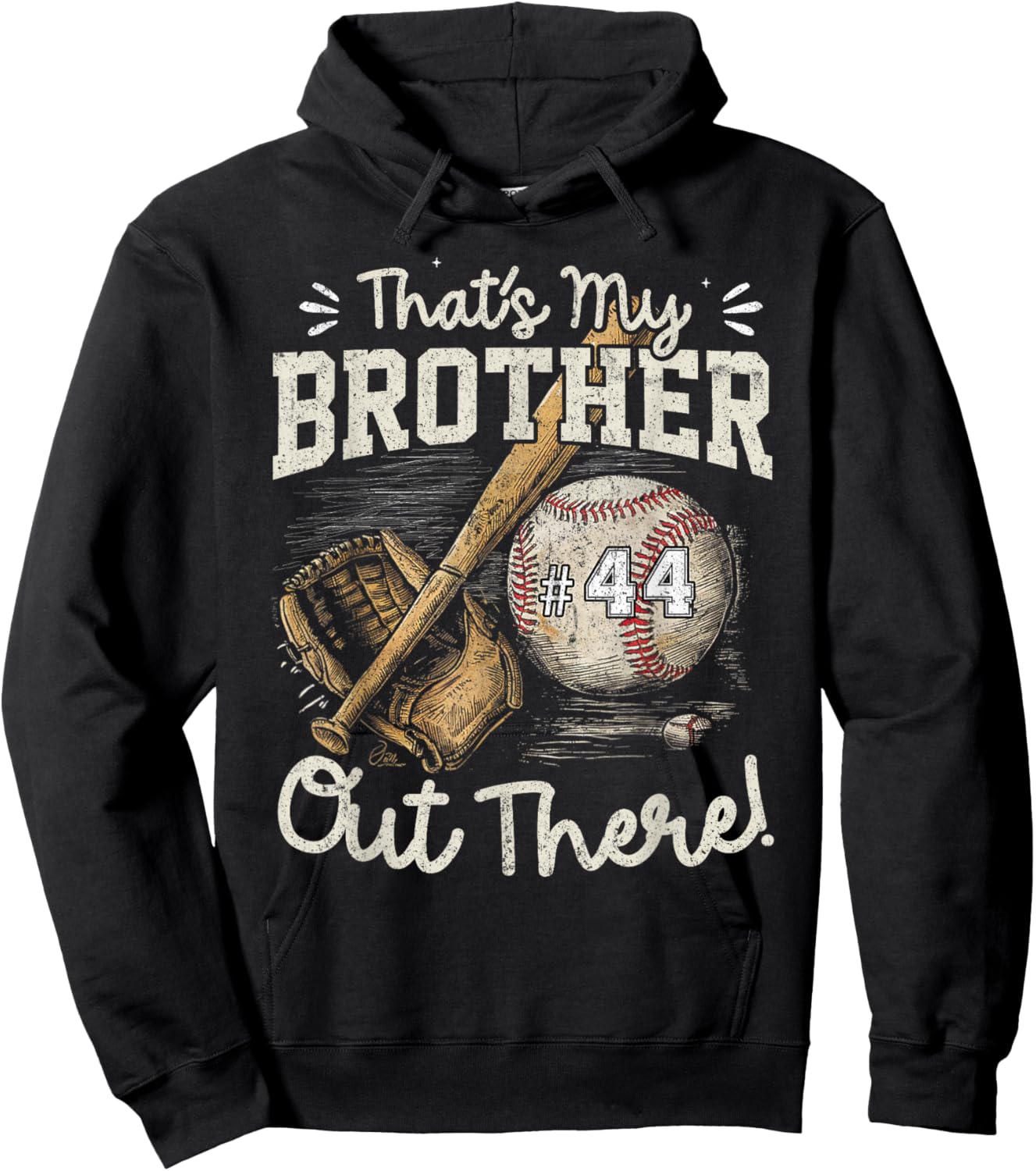 That's My Brother Out There Jersey Number 44 Baseball Player Hoodie - Hoodie | Black