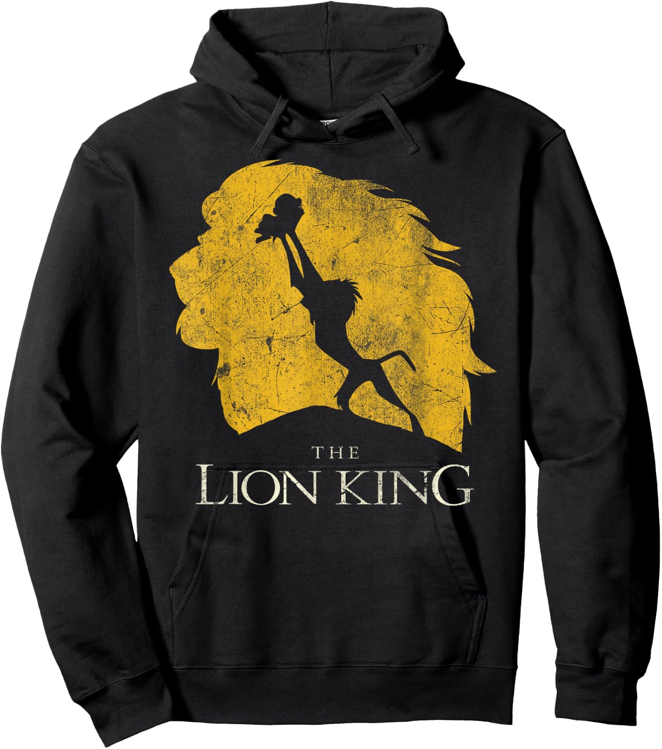 Disney The Lion King Rafiki & Simba Silhouette Distressed Hoodie - Hoodie | Black