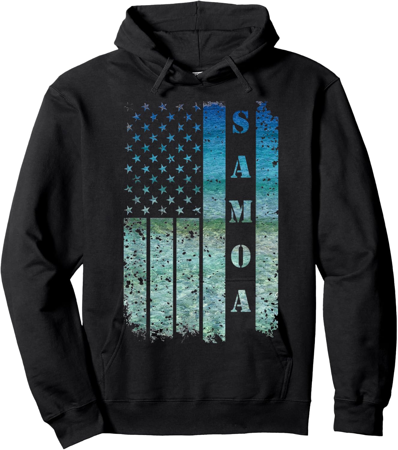 Vintage USA American Flag Samoa Samoan Beach Sunset Surfer Hoodie - Hoodie | Black