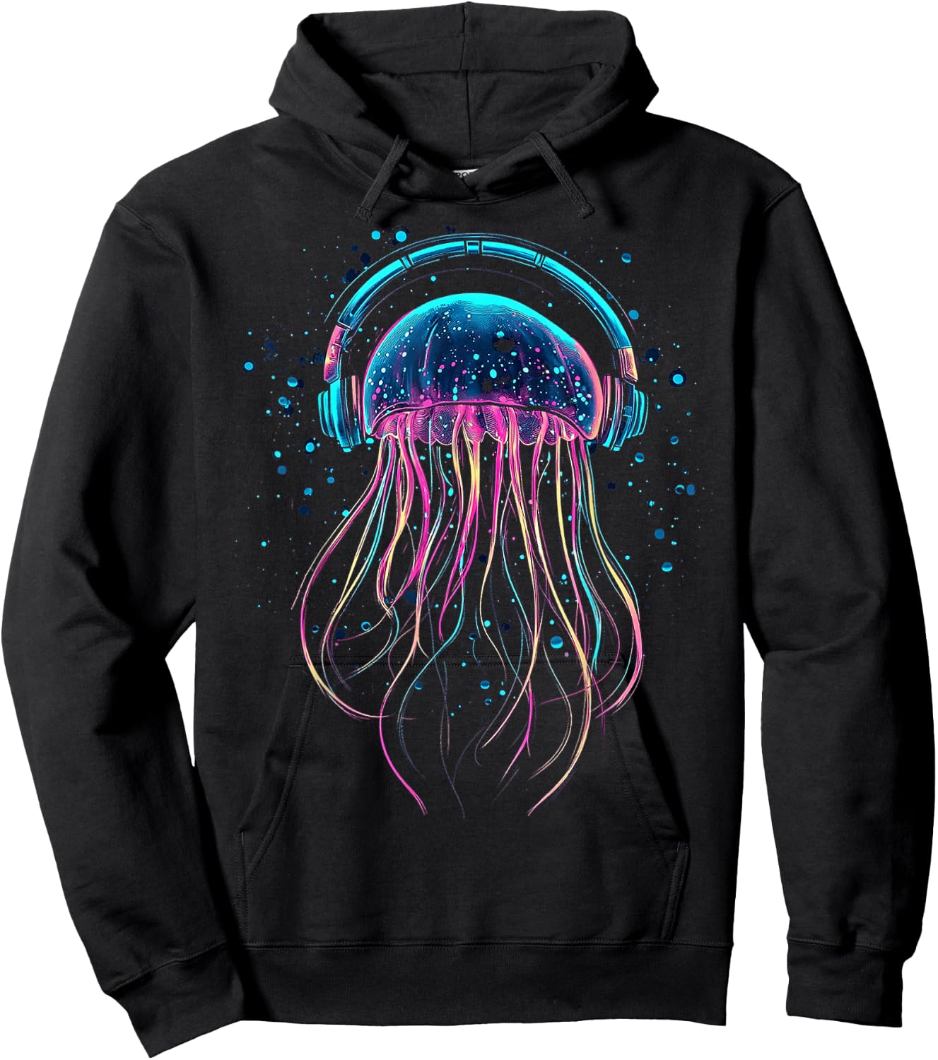 Jellyfish Animal Motif Music Headphone Art Jellyfish Hoodie - Hoodie | Black