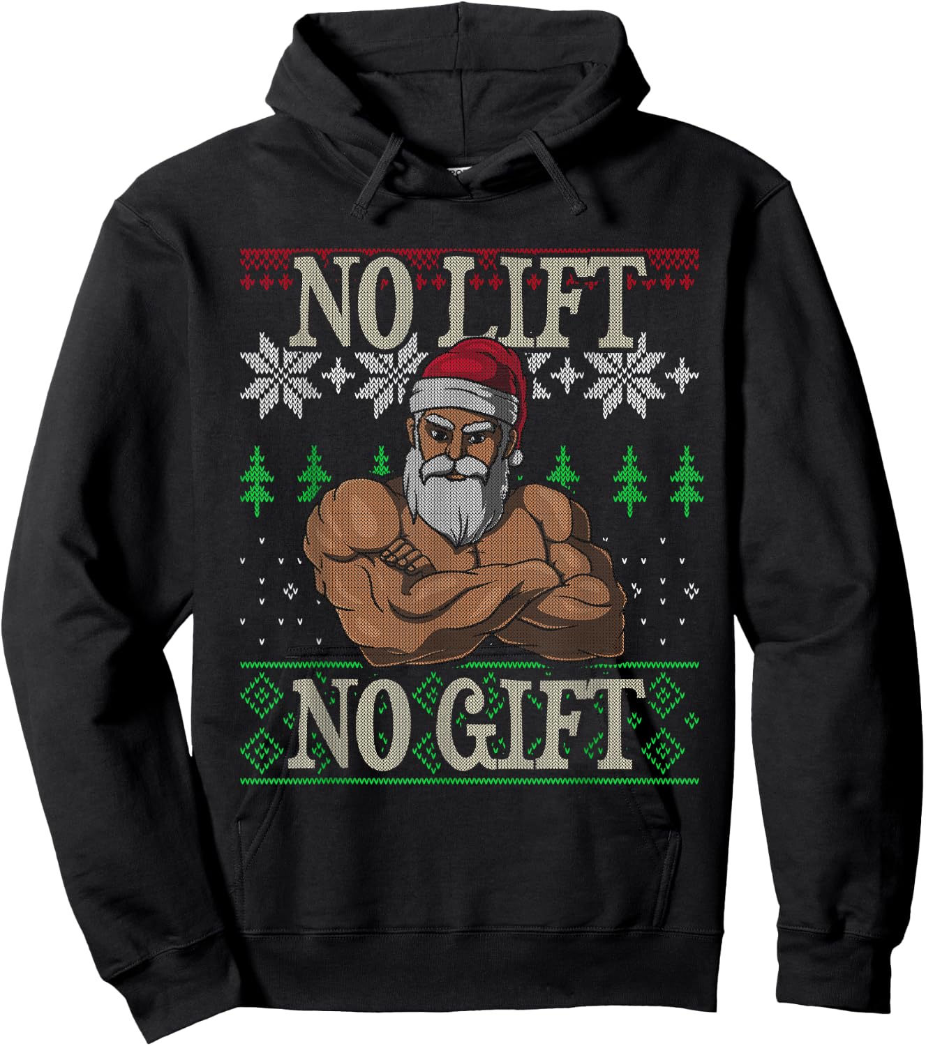 No Lift No Gift Santa Claus Ugly Christmas Gym Workout X-Mas Hoodie - Hoodie | Black