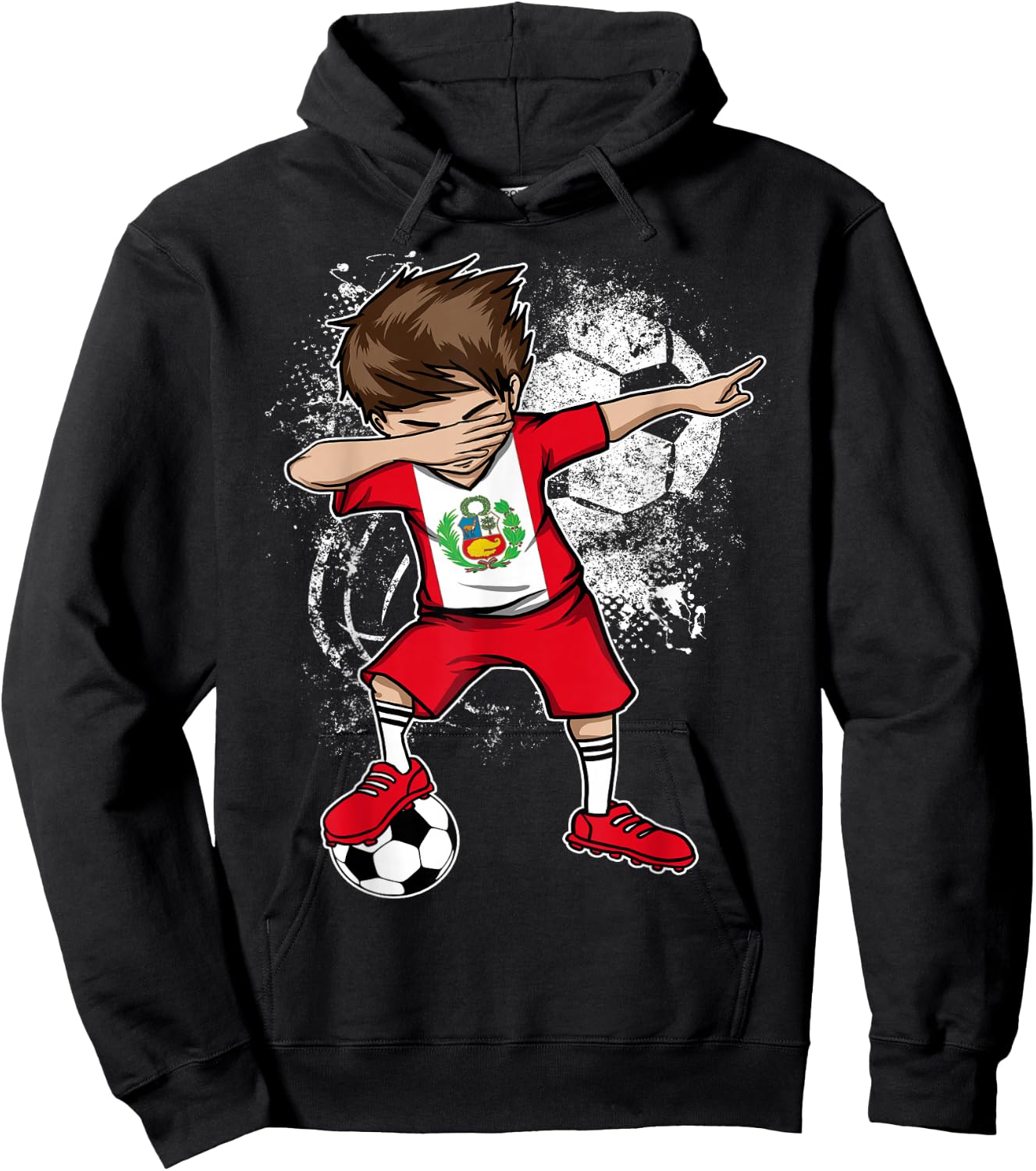 Dabbing Boy Peru Soccer Shirt Jersey Peruvian Football Hoodie - Hoodie | Black