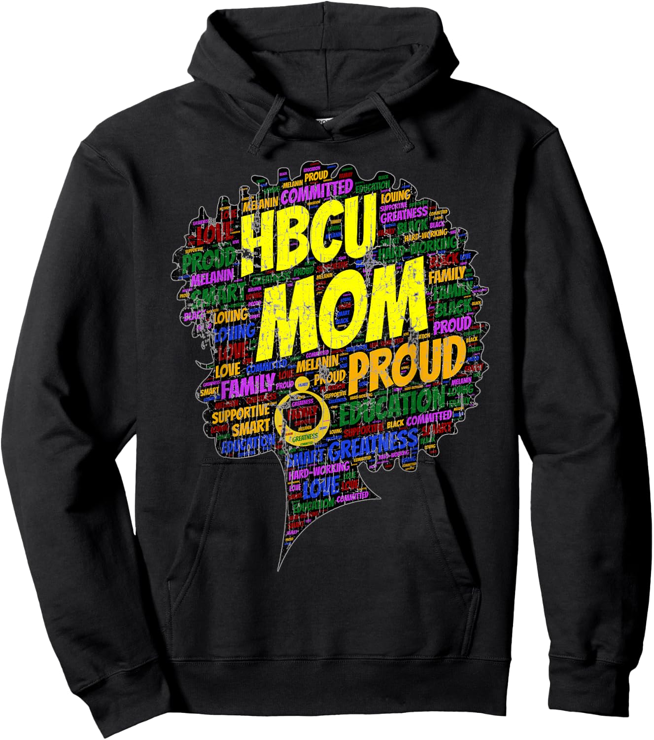 HBCU Mom Parent Graduation Afro Vintage Hoodie - Hoodie | Black