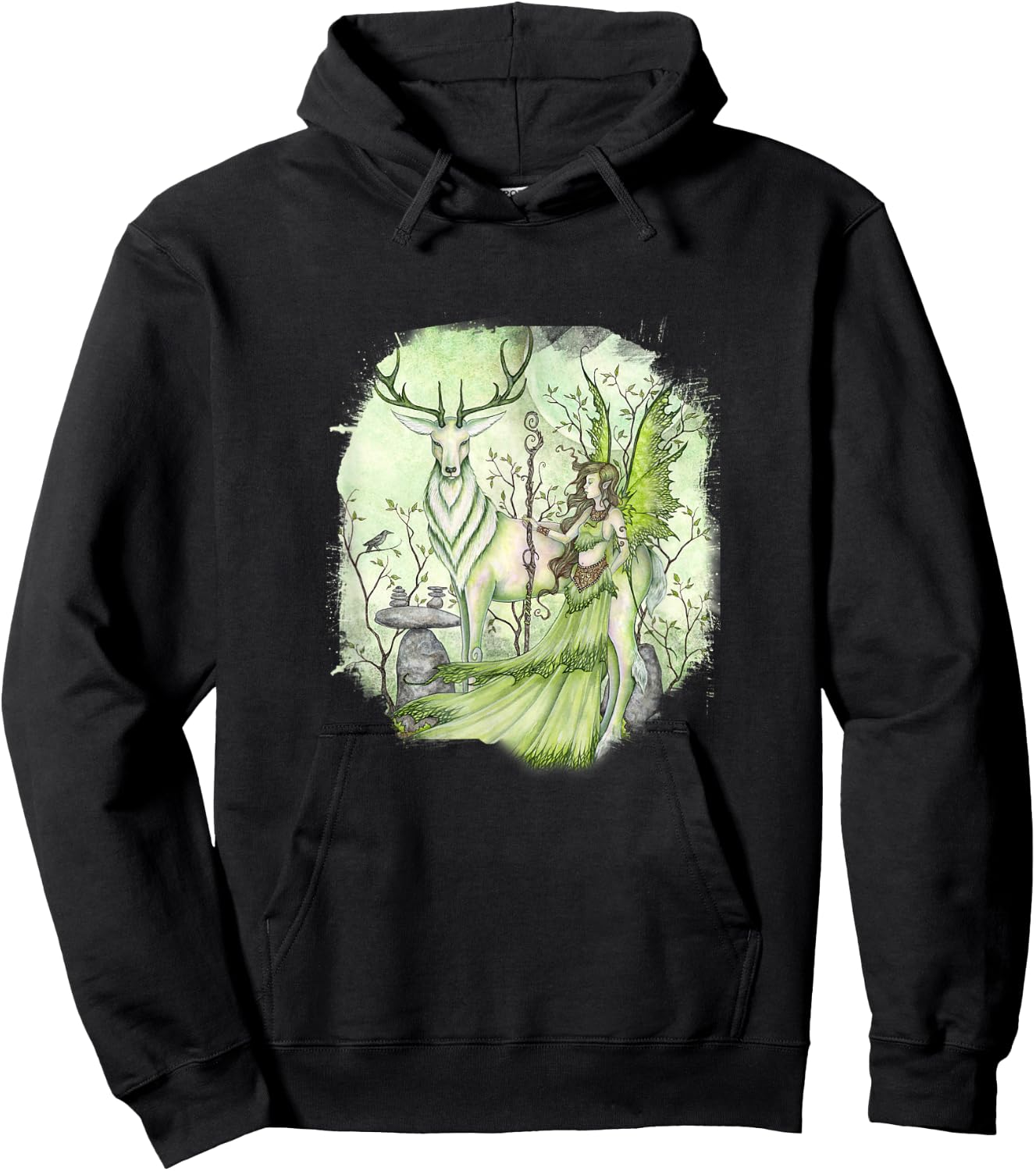 Amy Brown Art, Guardian Fairy Faery Reindeer Hoodie - Hoodie | Black
