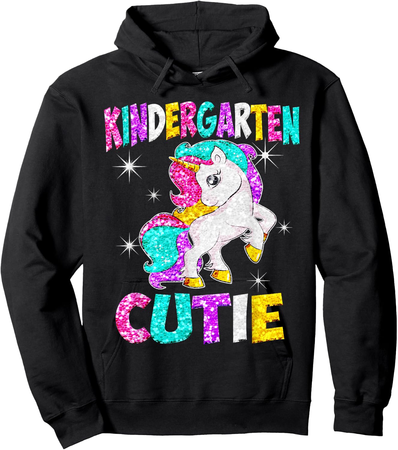 Kindergarten Cutie Unicorn Back to School Hoodie - Hoodie | Black
