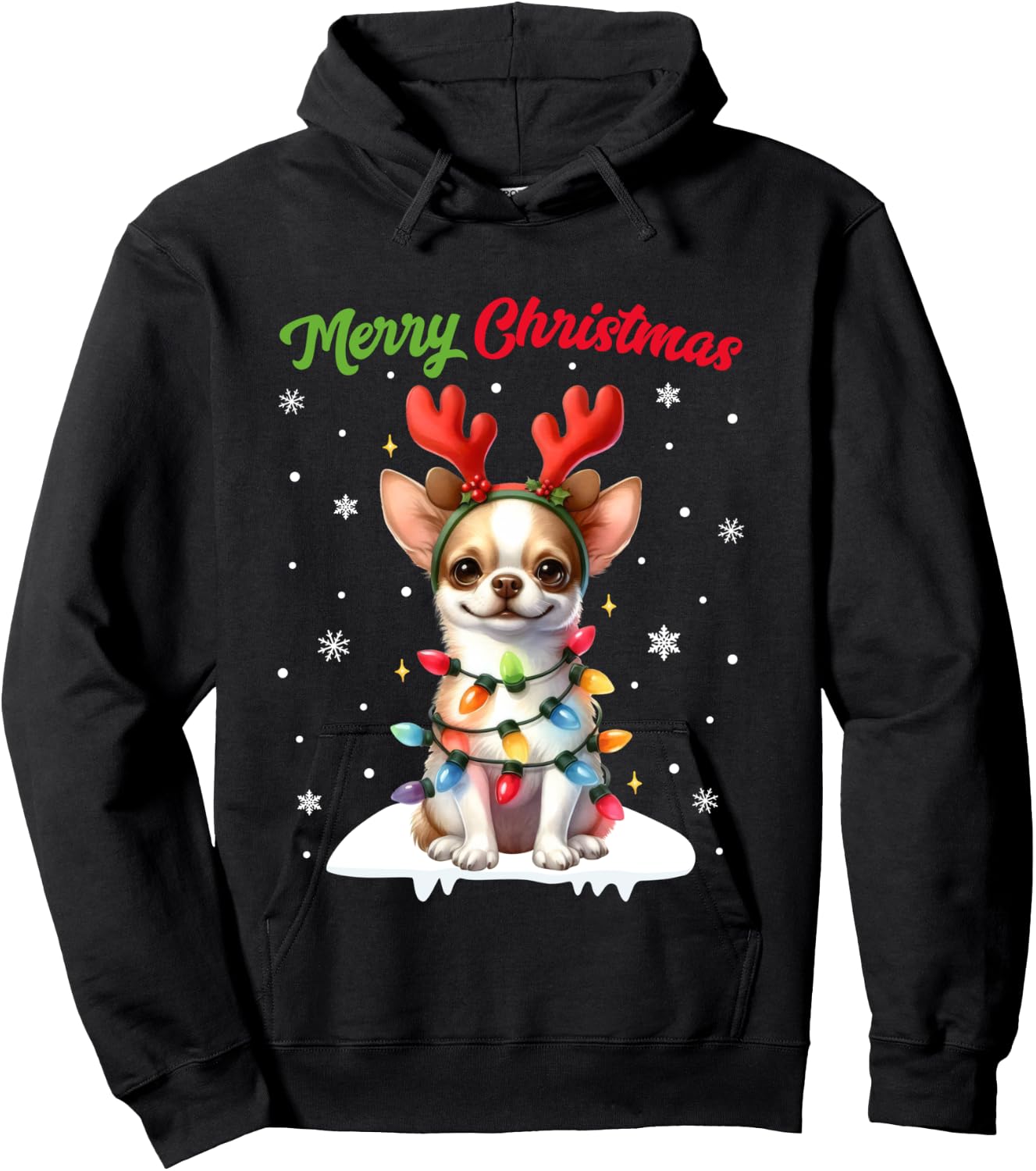 Christmas Pajamas Men Women Kids Christmas Chihuahua Dog Hoodie - Hoodie | Black