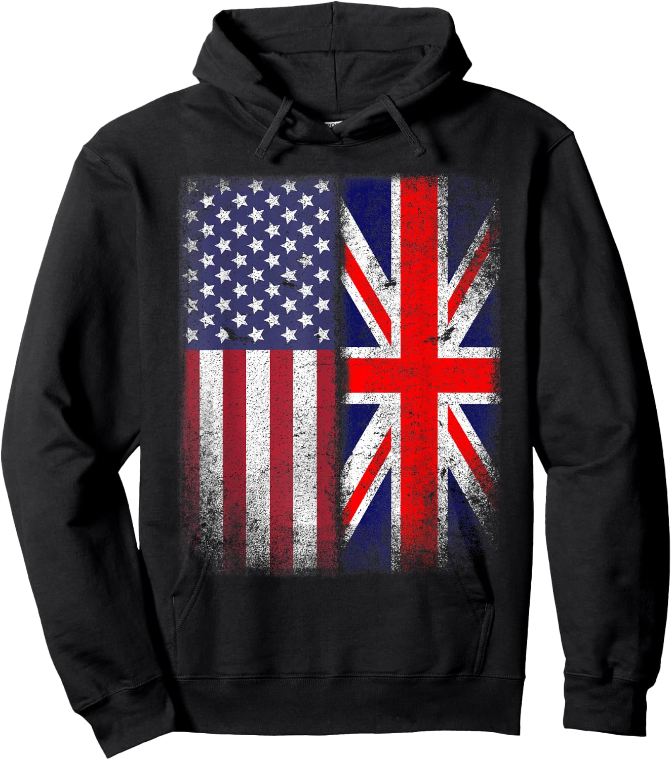 British American Flag Union Jack England Usa Hoodie - Hoodie | Black