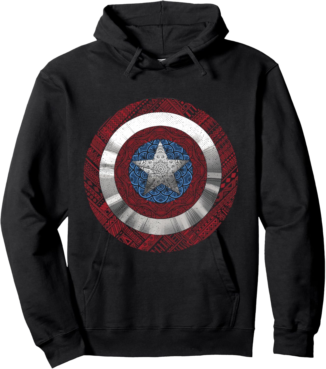 Marvel Captain America Avenger Ornate Shield Hoodie - Hoodie | Black