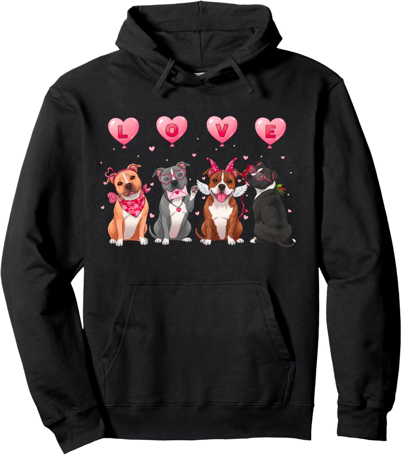 Valentines XOXO Love Pitbull Lover Pittie Mom Dog Person Hoodie - Hoodie | Black