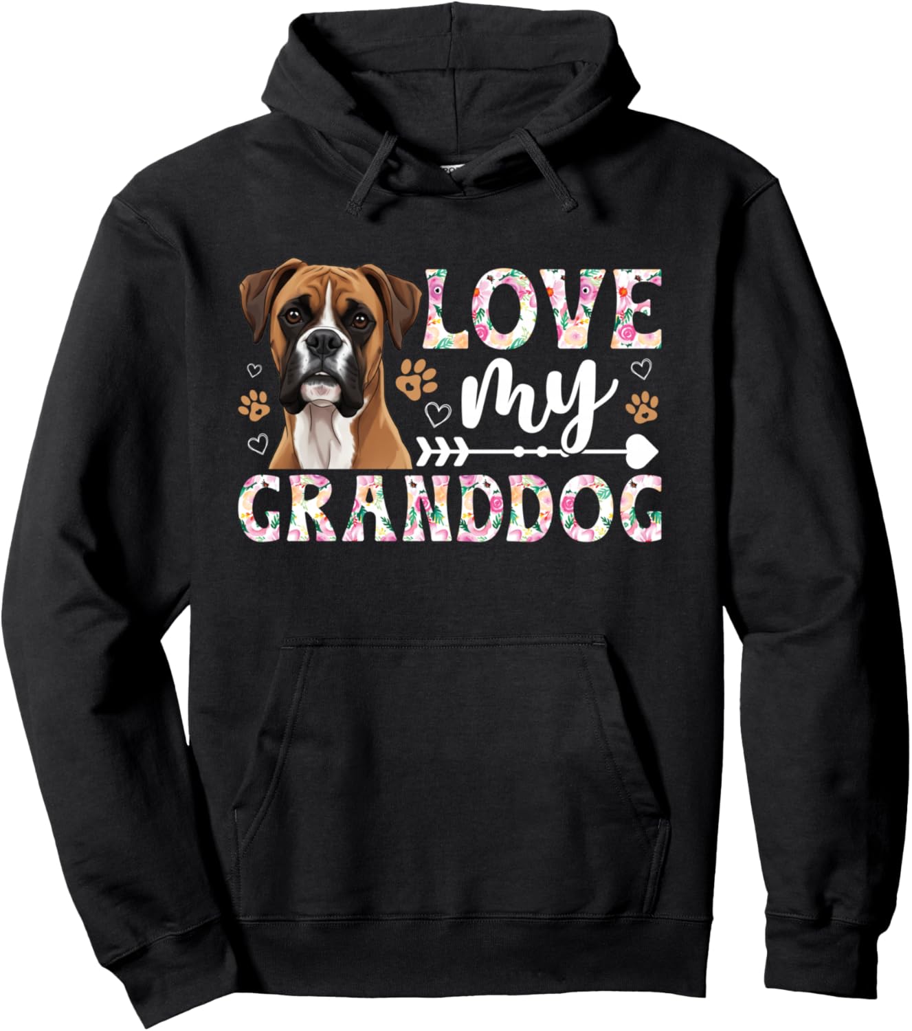 Love My Granddog Boxer Grandma of A Boxer Grandmother Hoodie - Hoodie | Black