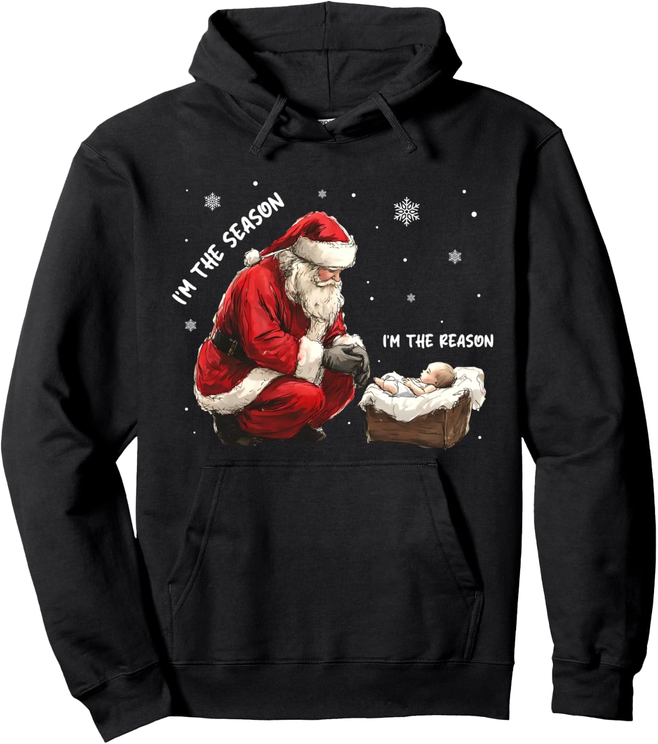 Christmas Jesus Is The Reason For The Season Christian Santa Hoodie - Hoodie | Black