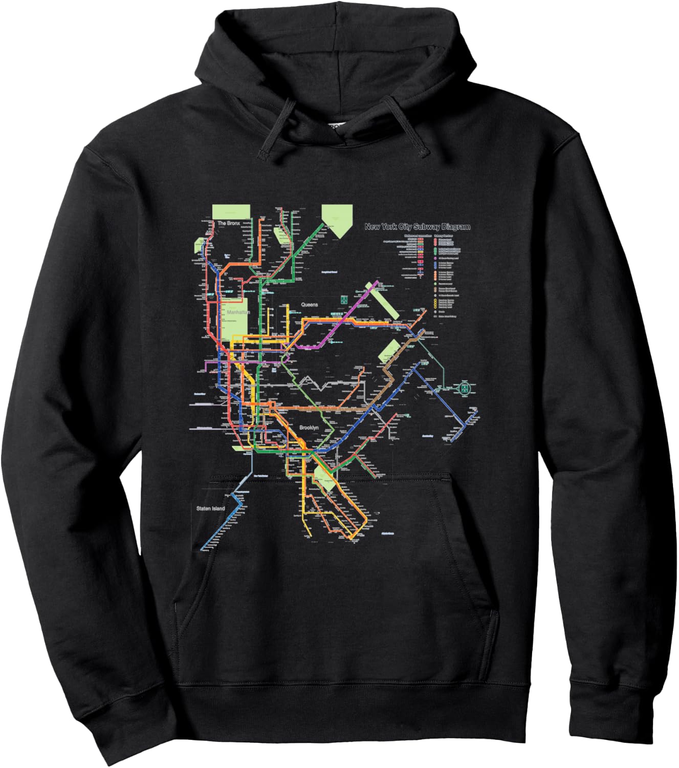 New York City Metro Map Art I Heart NY Souvenir Gifts Hoodie - Hoodie | Black