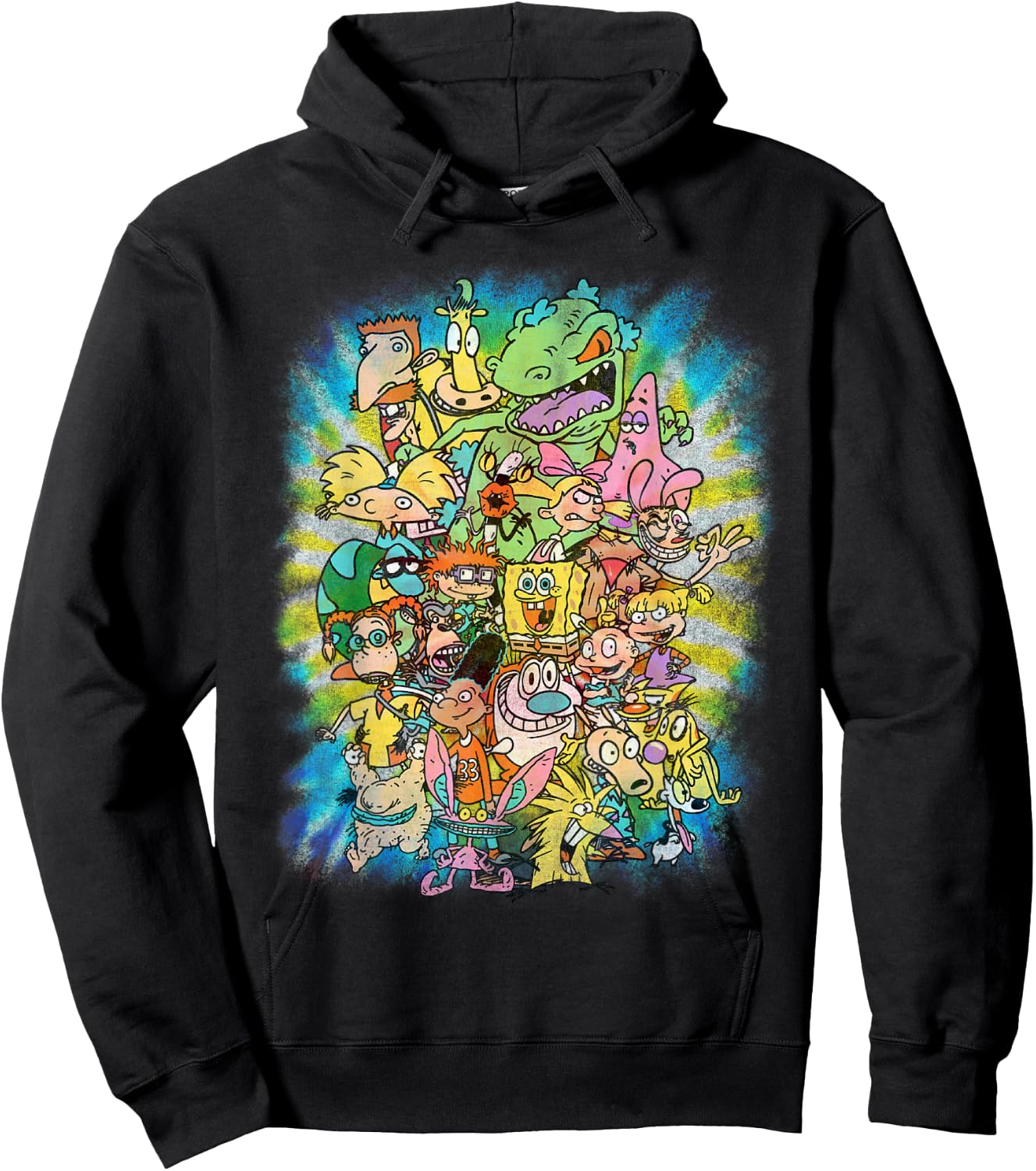 Nickelodeon Ultimate Nick 90s Character Tie Dye Style Hoodie - Hoodie | Black