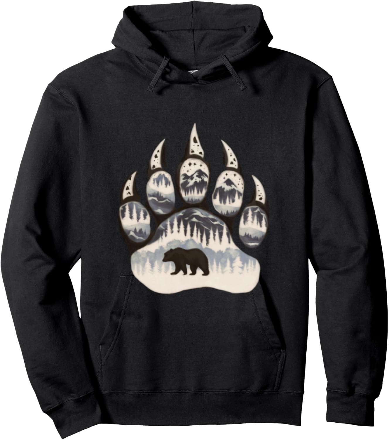Grizzly Bear Paw Graphic Design Hoodie - Hoodie | Black