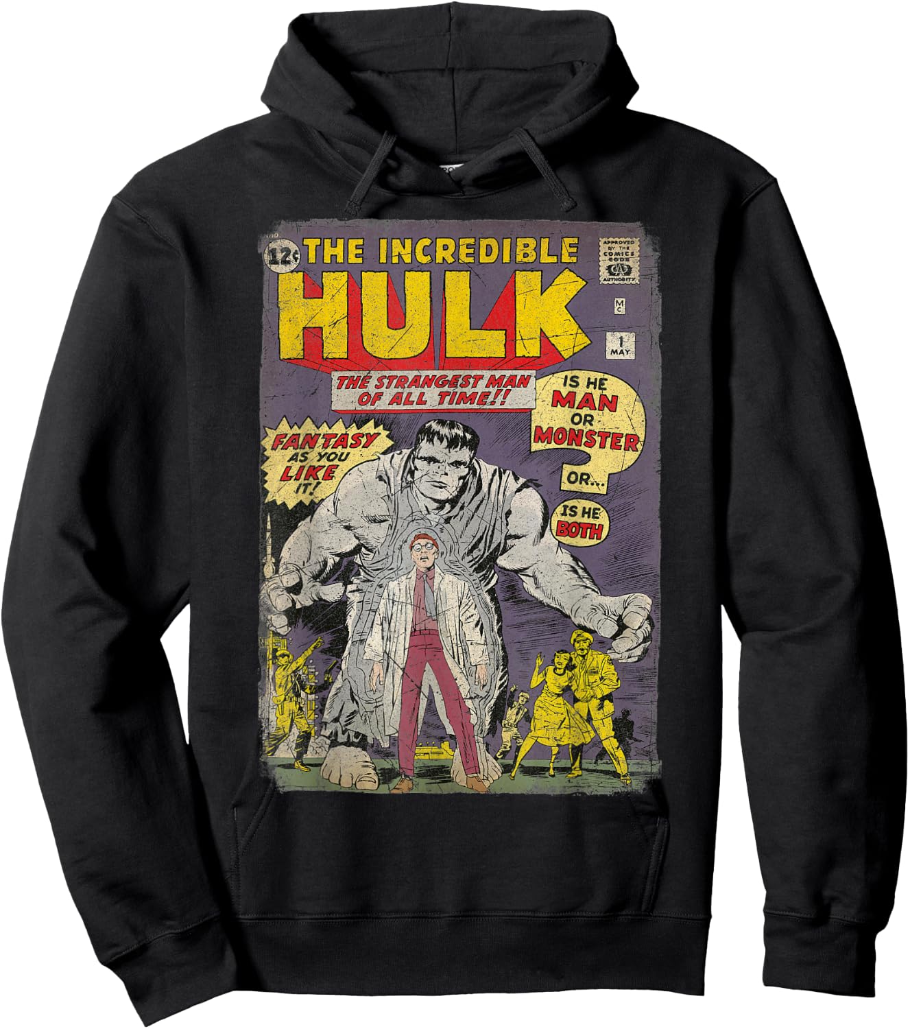 Marvel The Incredible Hulk Classic Retro Comic Book Hoodie - Hoodie | Black
