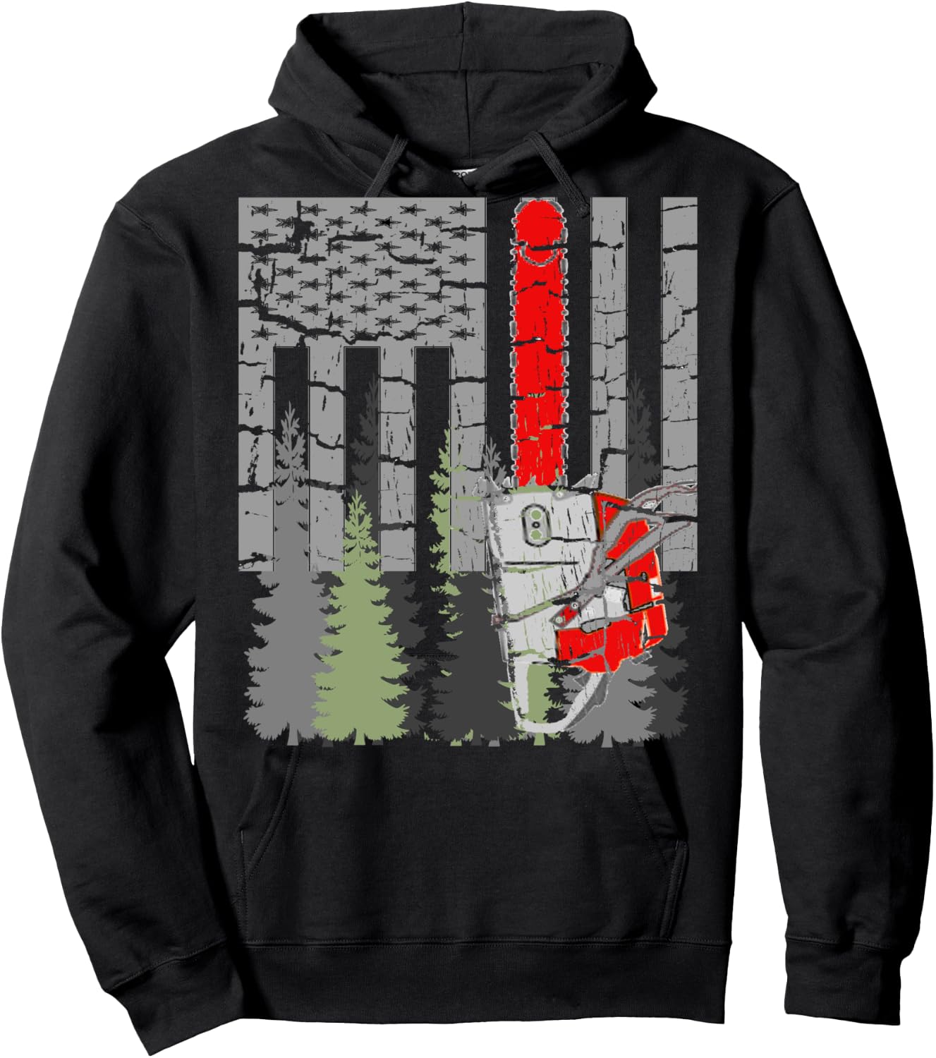 Thin Red Line Chainsaw and Woods Hoodie - Hoodie | Black