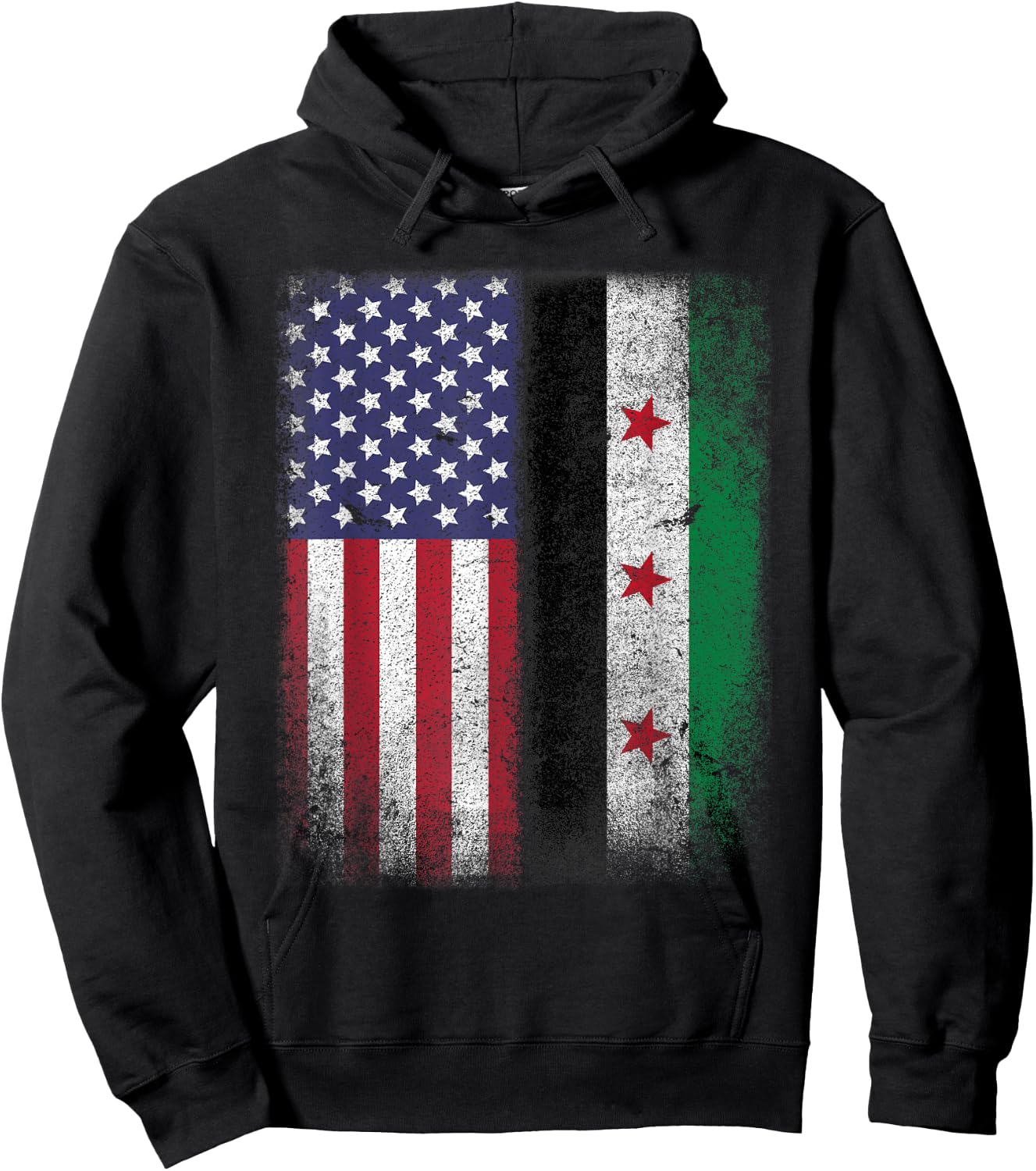 Syrian American Flag Syria Usa Pride Women Kids Men Hoodie - Hoodie | Black
