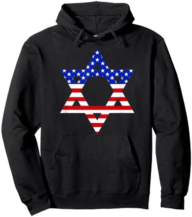 Star of David American Flag Proud Patriotic Jewish Graphic Kids Men Hoodie - Hoodie | Black