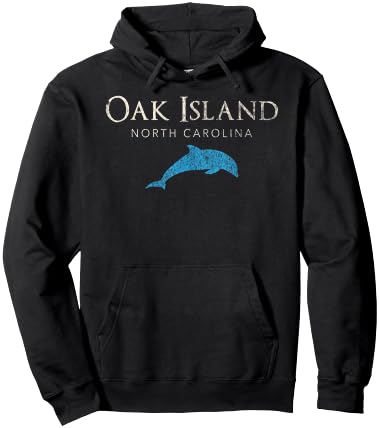 Vintage Oak Island NC Dolphin T Shirt Hoodie - Hoodie | Black