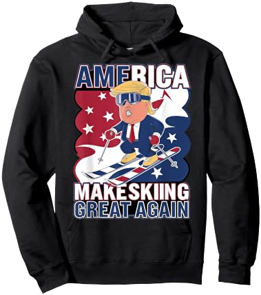 Cool Make Skiing Great Again Donald Trump Ski USA Hoodie - Hoodie | Black