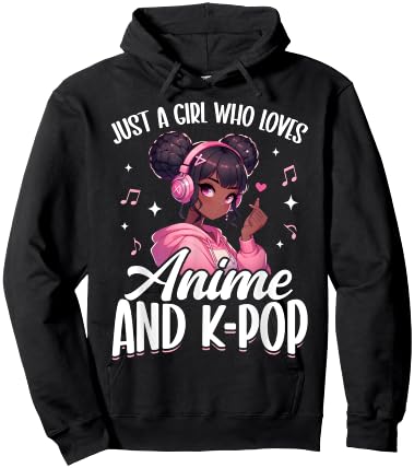 Just A Girl Who Loves Anime and K-Pop African American Afro Hoodie - Hoodie | Black