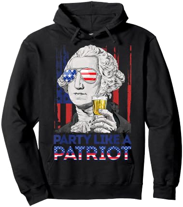 George Washington Party Like A Patriot 4th of July T shirt Hoodie - Hoodie | Black