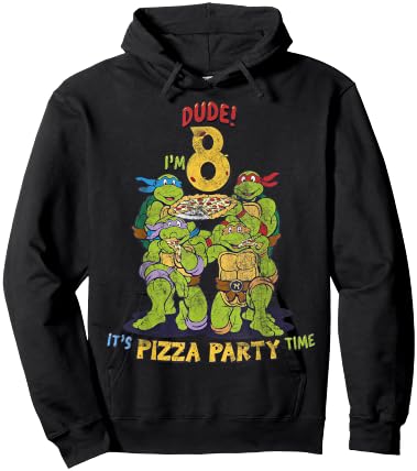 Teenage Mutant Ninja Turtles I'm 8 Dude Pizza Birthday Party Hoodie - Hoodie | Black