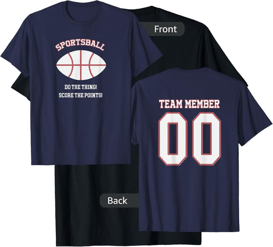 SPORTSBALL 2 Sided Jersey Style Baseball Football Basketball T-Shirt - T-Shirt | Black