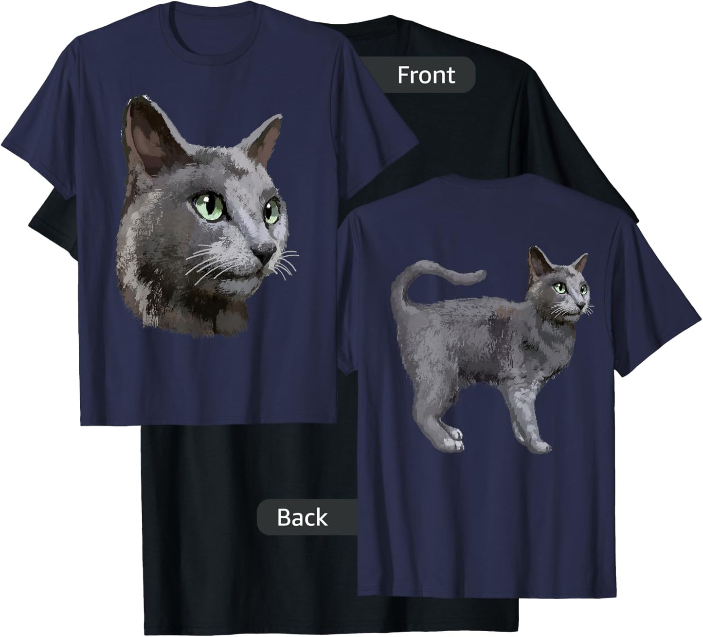 Russian Blue Cat T Shirt Men Women Kids T-Shirt - T-Shirt | Black