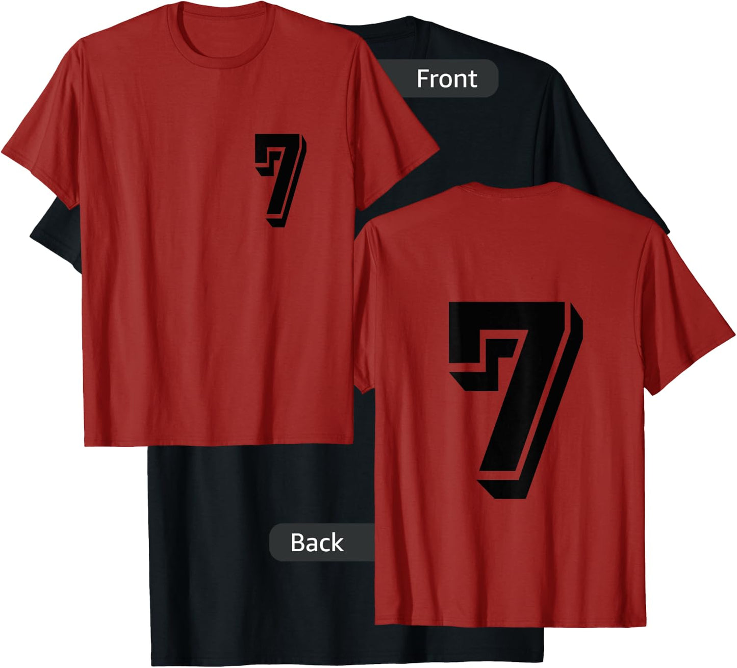 Front and Back number 7 Jersey My Favorite Player #7 T-Shirt - T-Shirt | Black