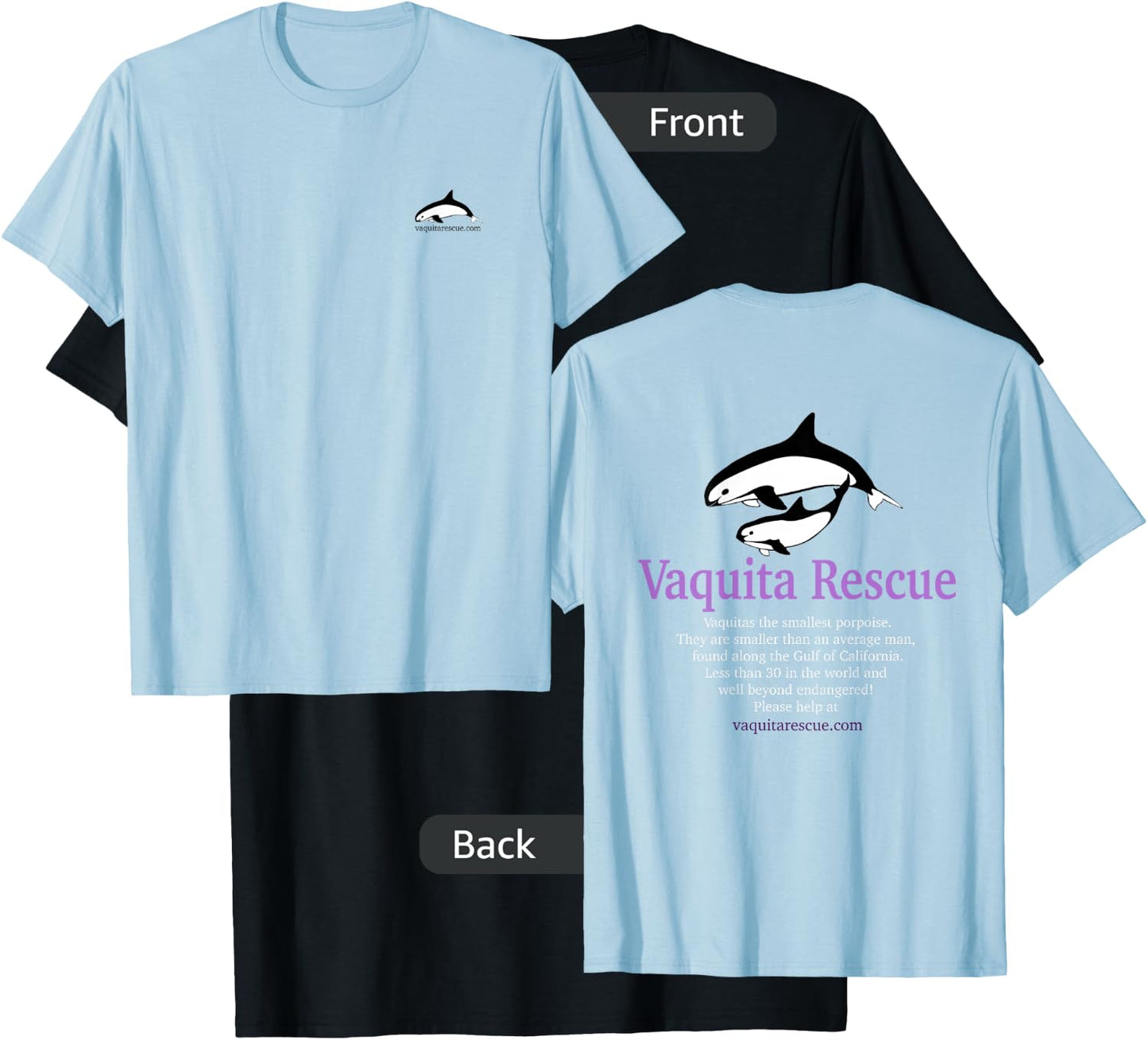 Vaquita Porpoise Dolphin Rescue Endangered Animal T Shirt T-Shirt - T-Shirt | Black