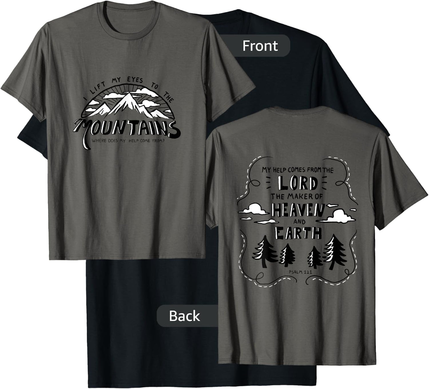 Psalm 121 Mountain Christian Bible Verse shirt T-Shirt - T-Shirt | Black