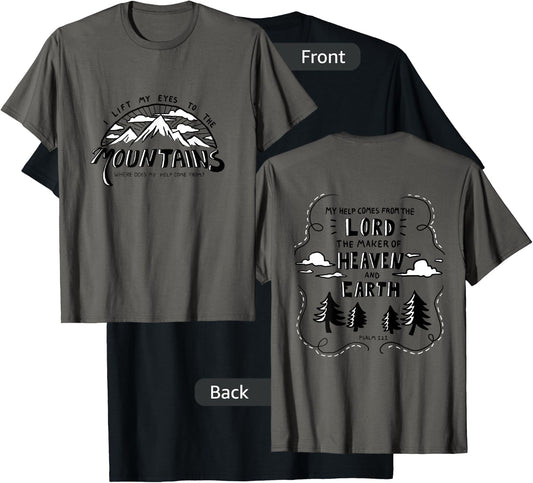 Psalm 121 Mountain Christian Bible Verse shirt T-Shirt - T-Shirt | Black