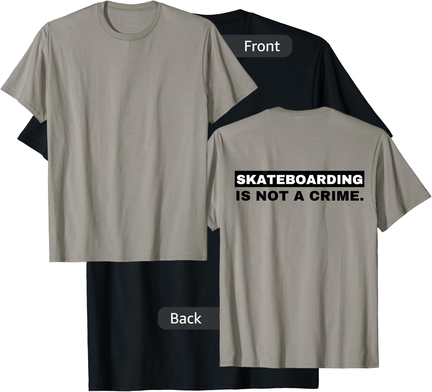 Skateboarding is Not a Crime (graphic on Back) T-Shirt - T-Shirt | Black