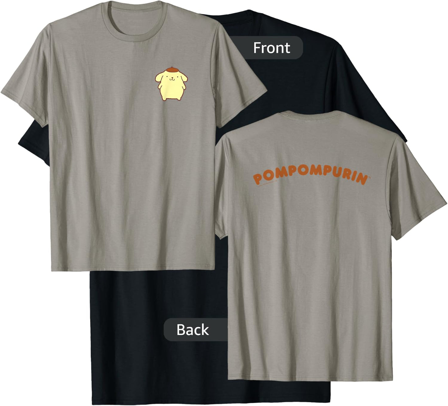 Sanrio Pompompurin Front and Back Logo Shirt T-Shirt - T-Shirt | Black