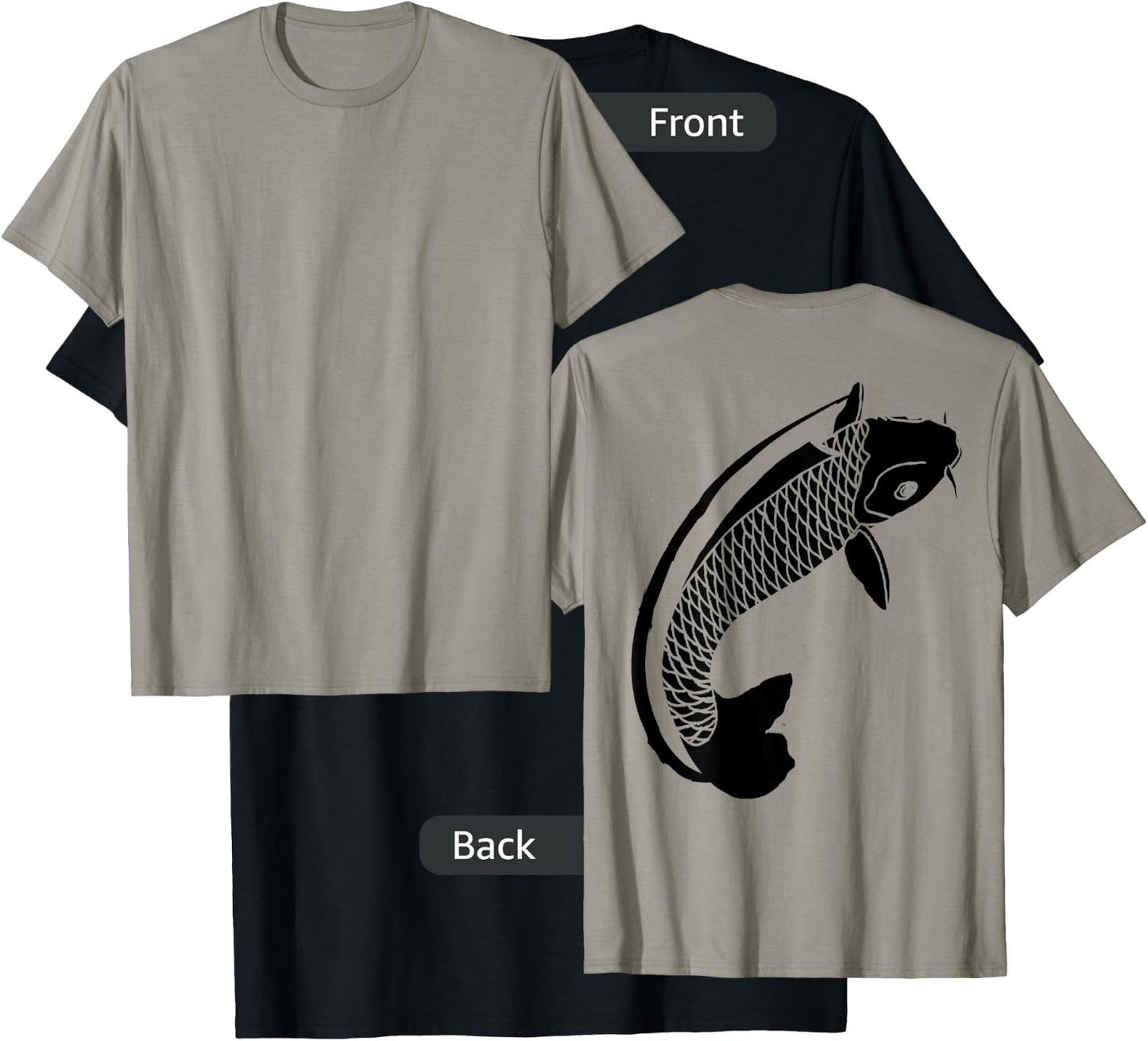 Koi Shirt Men Women Large Koi "On Shirt Back" T-Shirt - T-Shirt | Black