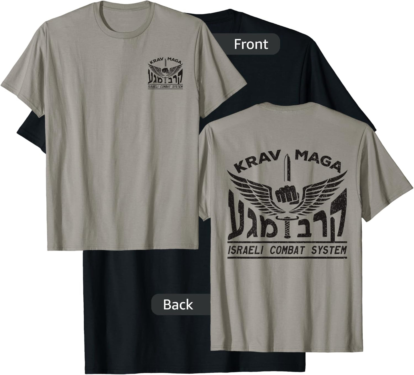 Krav MAGA Shirt Israeli Combat System IDF Front Back T-Shirt - T-Shirt | Black