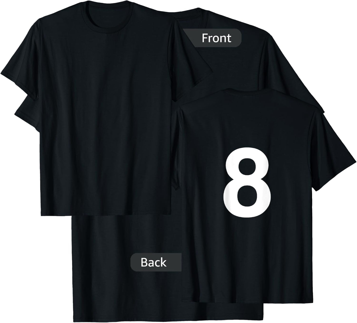 Number 8 Numbered Shirt Number on Back T-Shirt - T-Shirt | Black