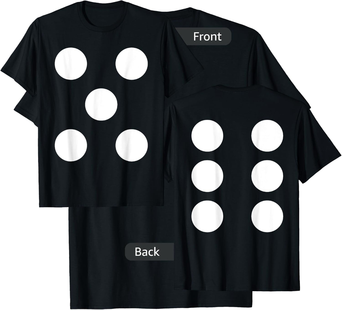 Dice Front 5 Back 6 Yo 11 2-Sided Halloween Costume Shirt T-Shirt - T-Shirt | Black