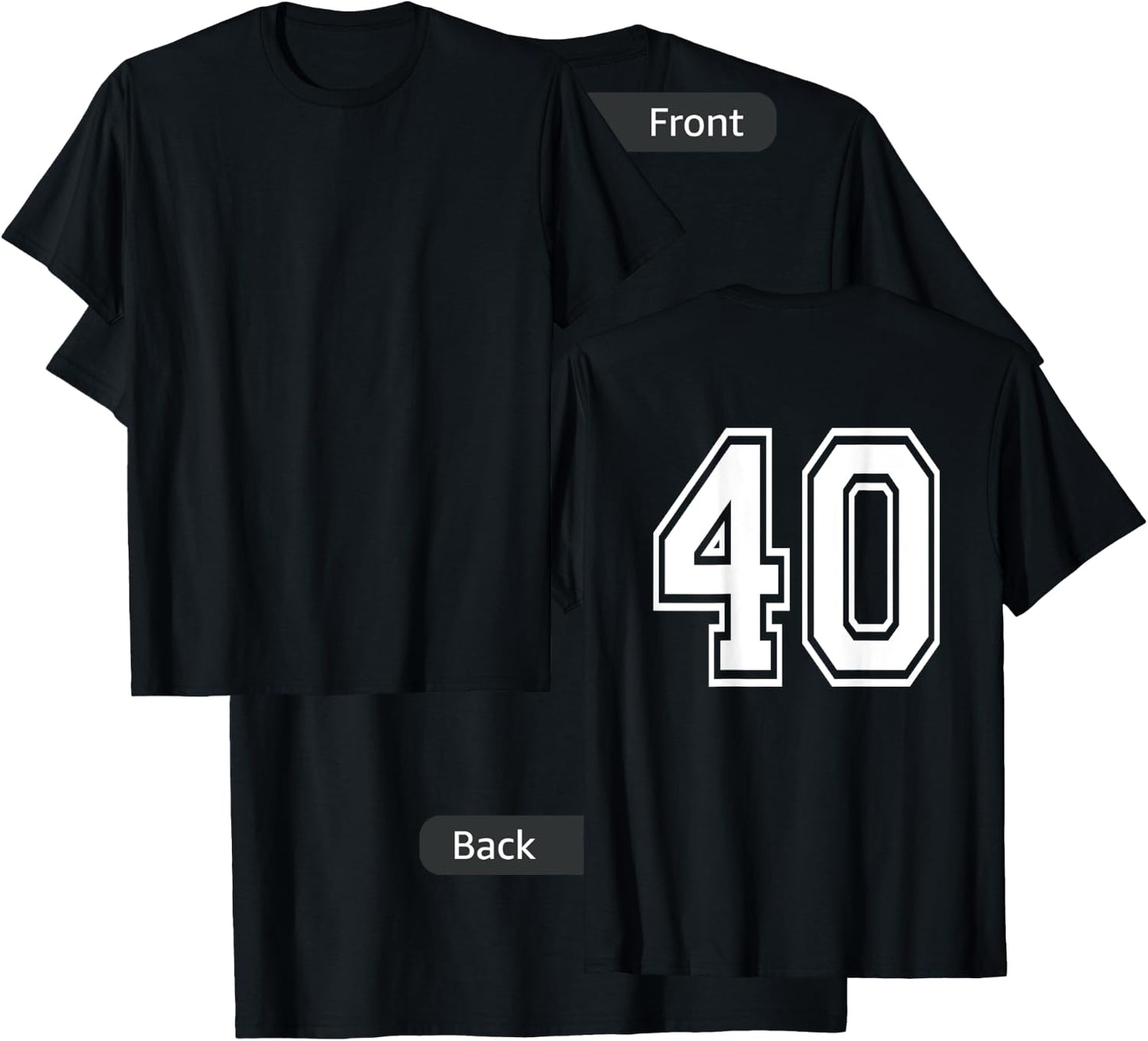 Number 40 Sports Player Number BACK Of Shirt Only T-Shirt - T-Shirt | Black