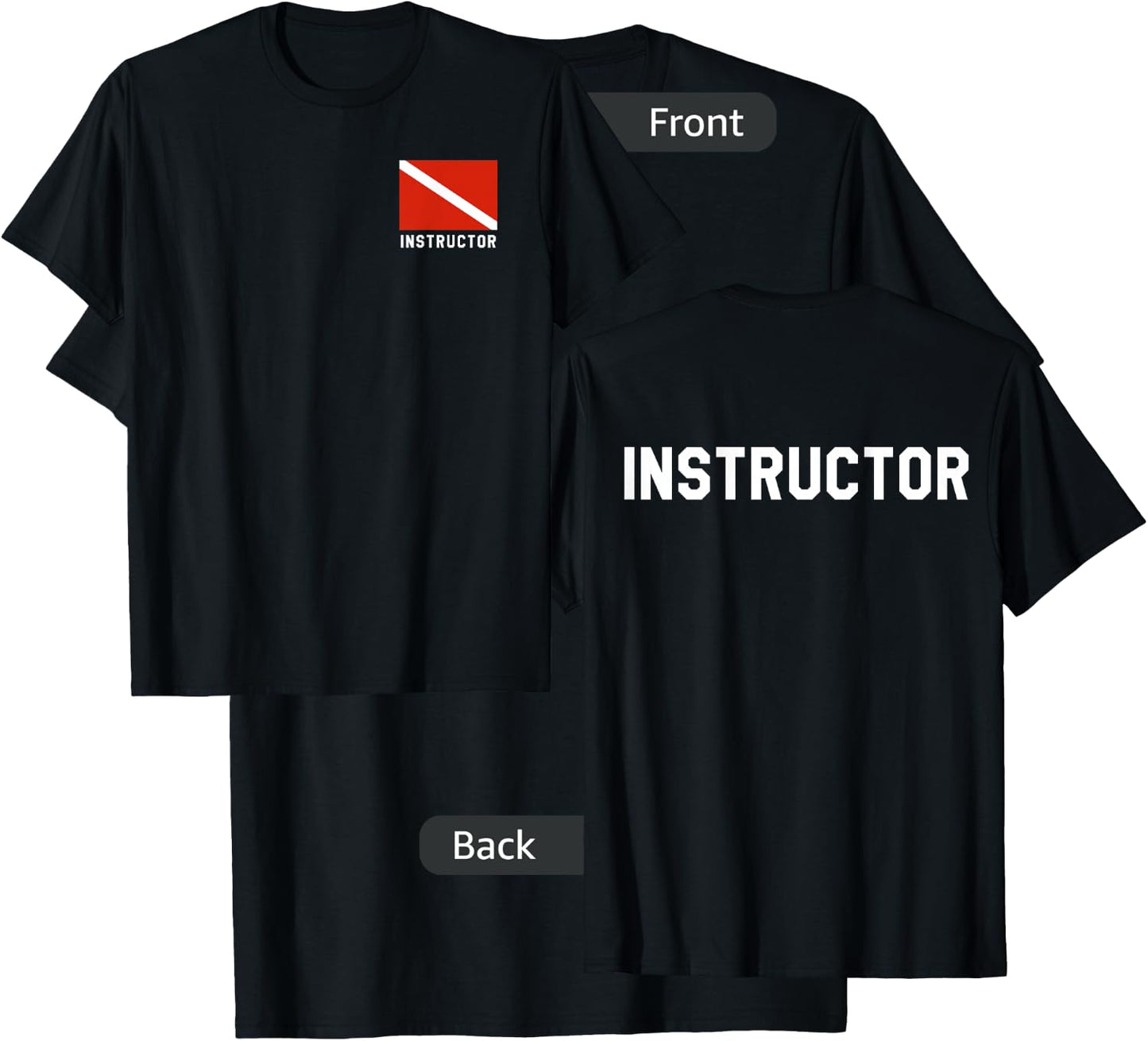 Divers Flag Double Sided Scuba Diving Instructor Shirt T-Shirt - T-Shirt | Black