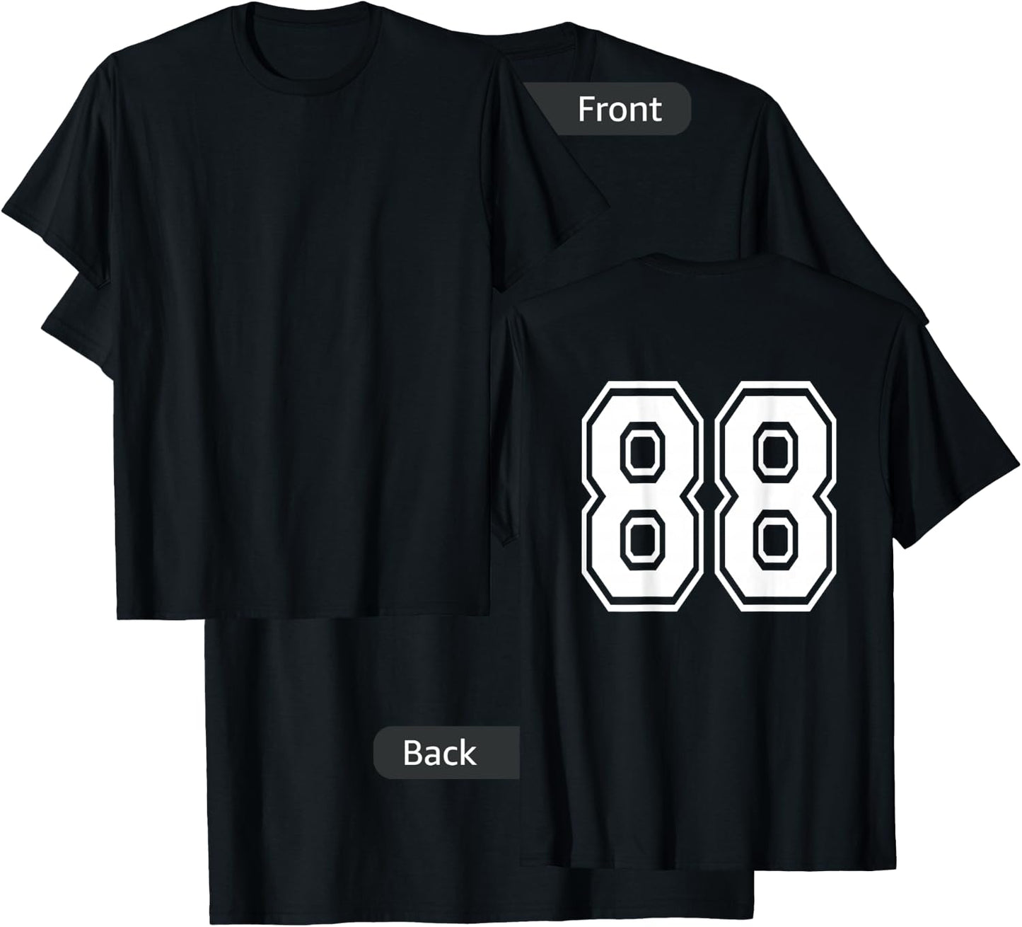Number 88 Sports Player Number BACK Of Shirt Only T-Shirt - T-Shirt | Black