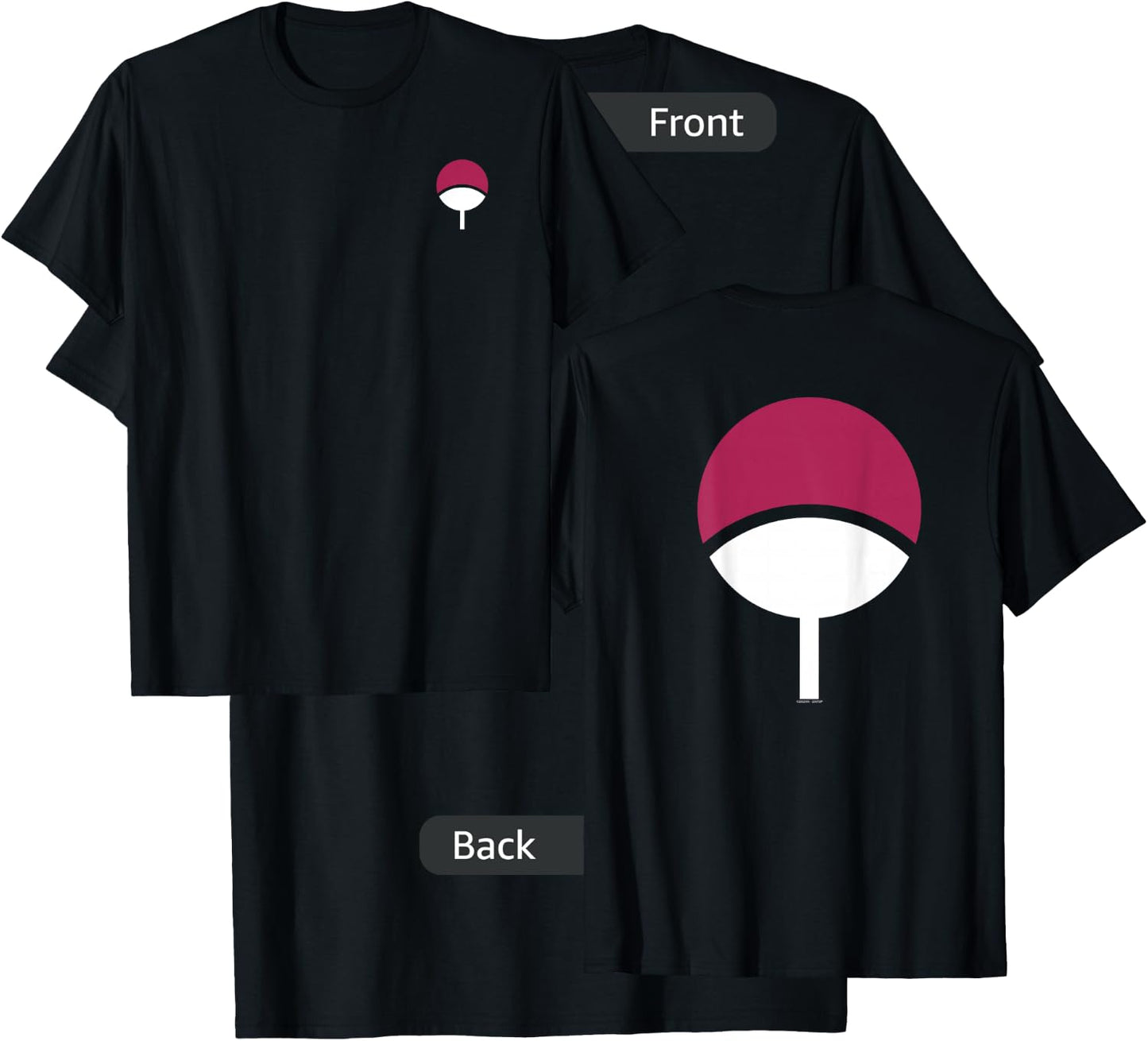 Naruto Shippuden Sasuke Uchiha Icon Front and Back Anime T-Shirt - T-Shirt | Black