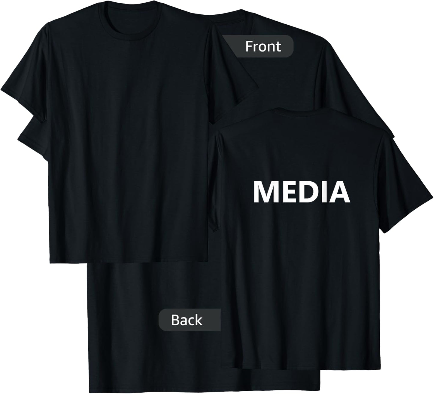 Media Staff Job Camera Guy Reporter Journalist (Back Print) T-Shirt - T-Shirt | Black