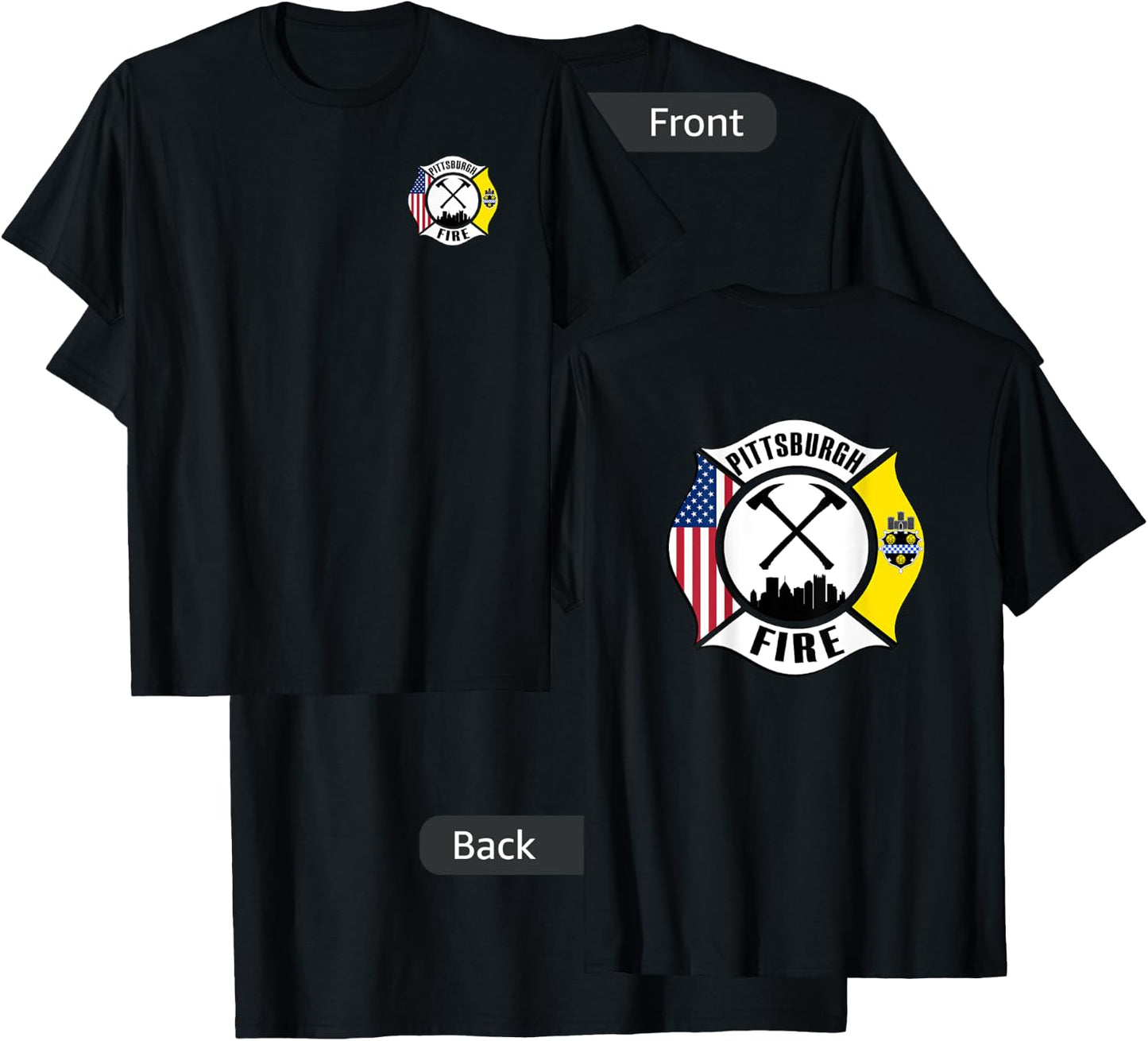 Pittsburgh Fire Bureau Pennsylvania Fireman Rescue Red Line T-Shirt - T-Shirt | Black